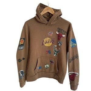 Hollister Small Brown Hoodie Sweatshirt NBA Team Playoffs LA Boston Chicago